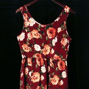Maroon Floral Fit and Flare dress